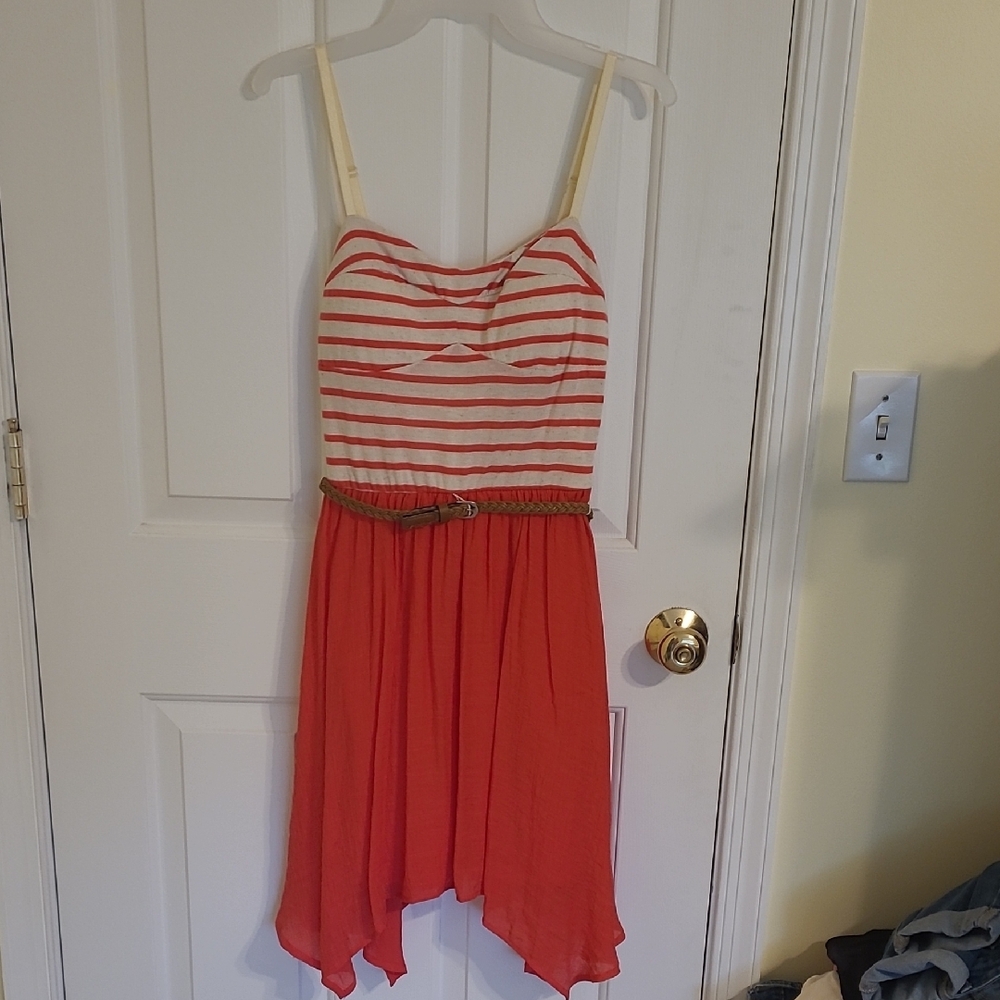 Lily Rose Red and White Striped Midi Dress